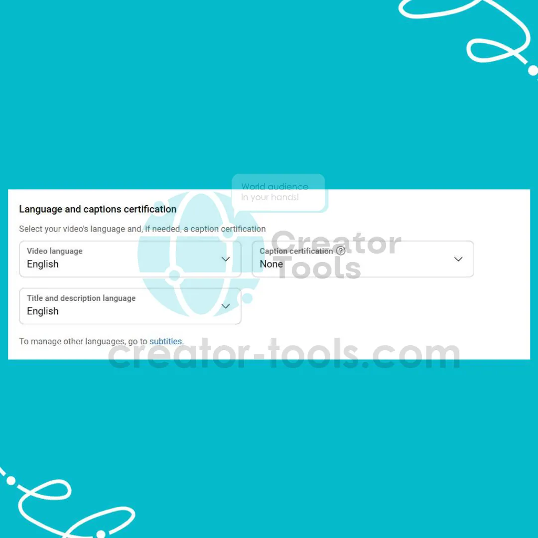 Блок Language and captions certification, выбран английский язык видео