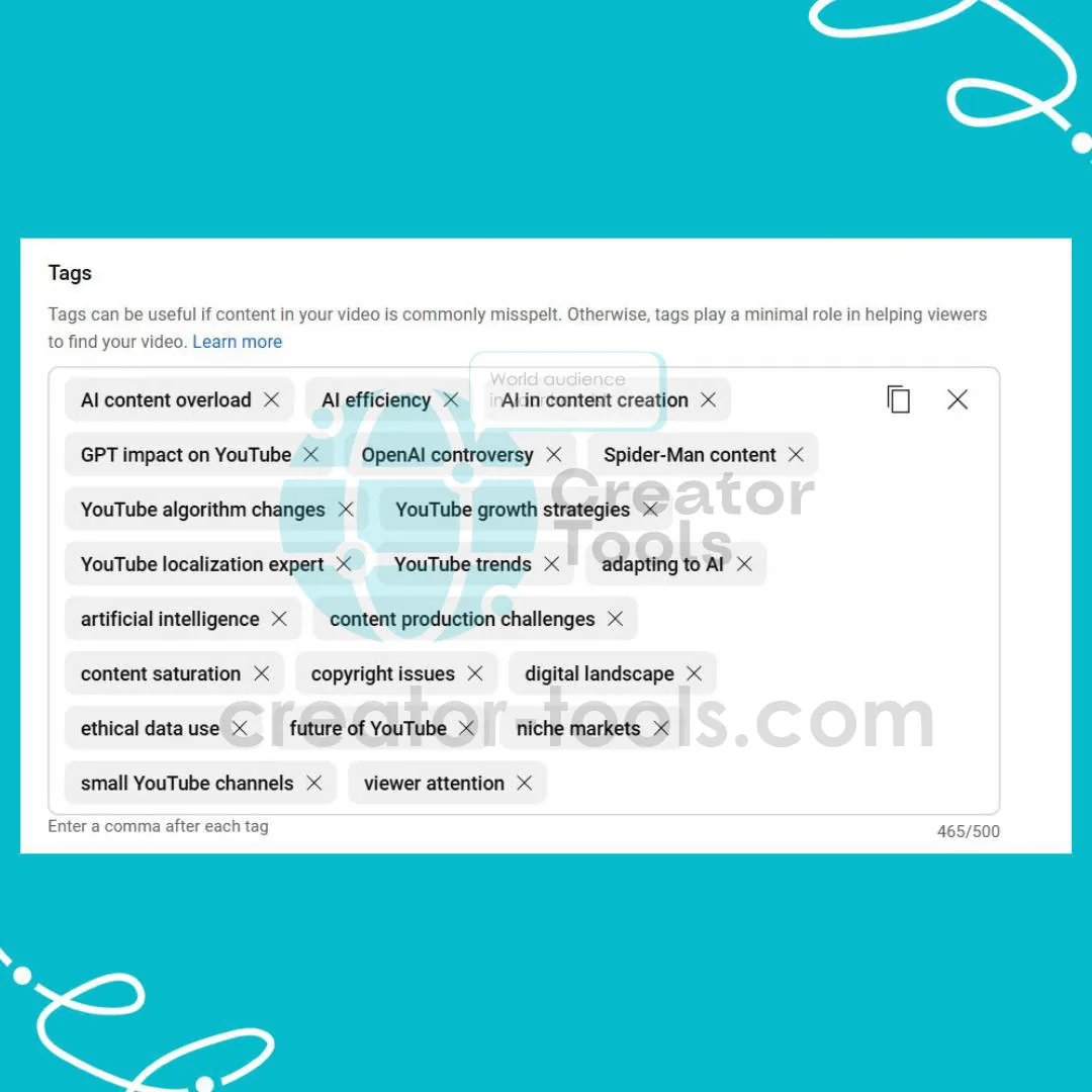 Заполненное поле тегов стрима