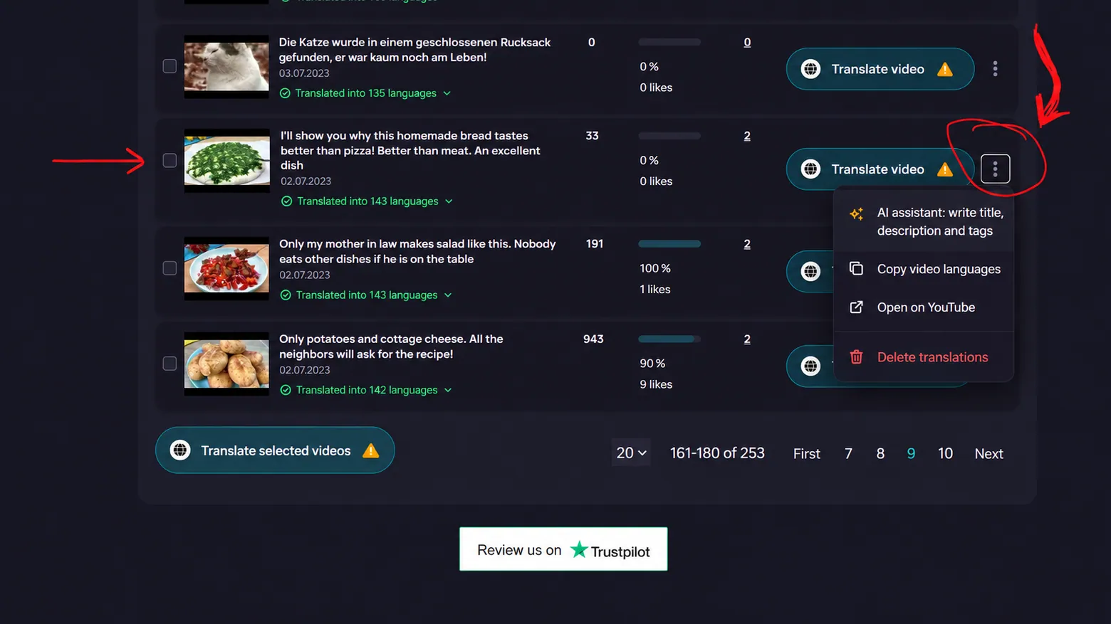 Creator Tools: Stapelsteuerung zum Übersetzen von Titeln, Beschreibungen und Untertiteln.