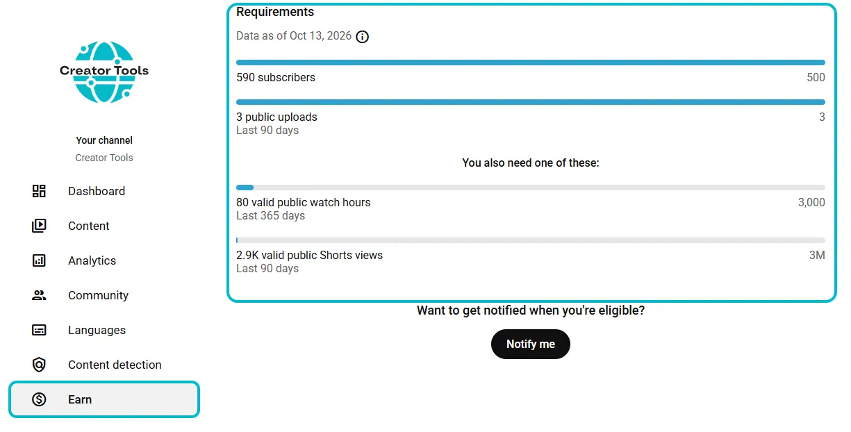 Requirements: what you've reached so far and what's left to each threshold.